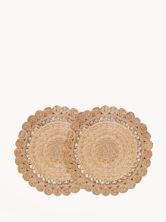 flower placemats made of jute