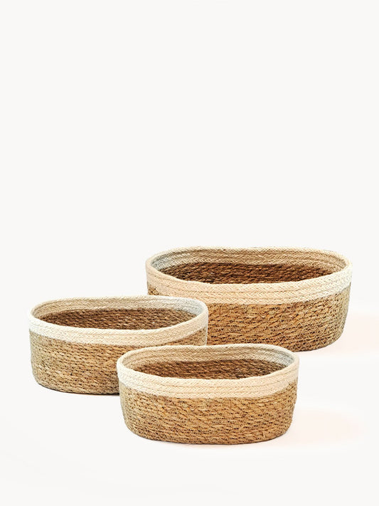 oval seagrass stroage baskets