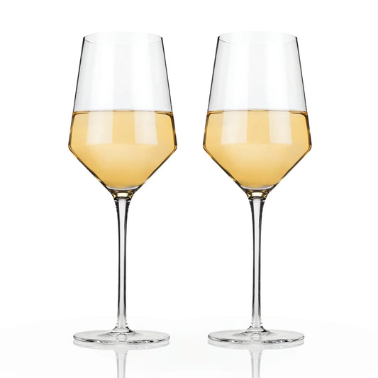 Angled Crystal Chardonnay Glasses