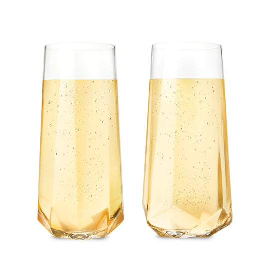 Faceted Crystal Stemless Champagne Glasses