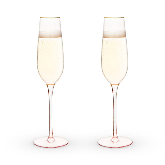 Rose Crystal Champagne Flute Set