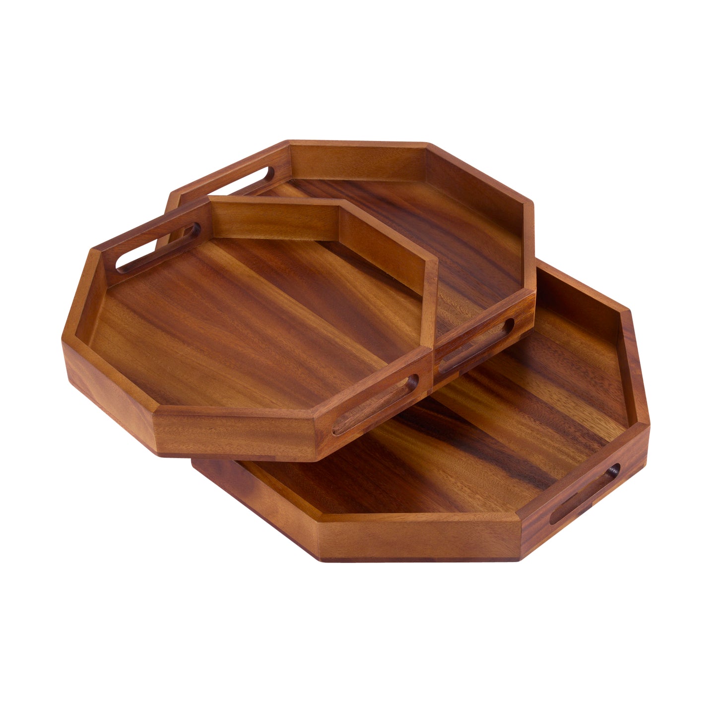 octagon wood serving tray set
