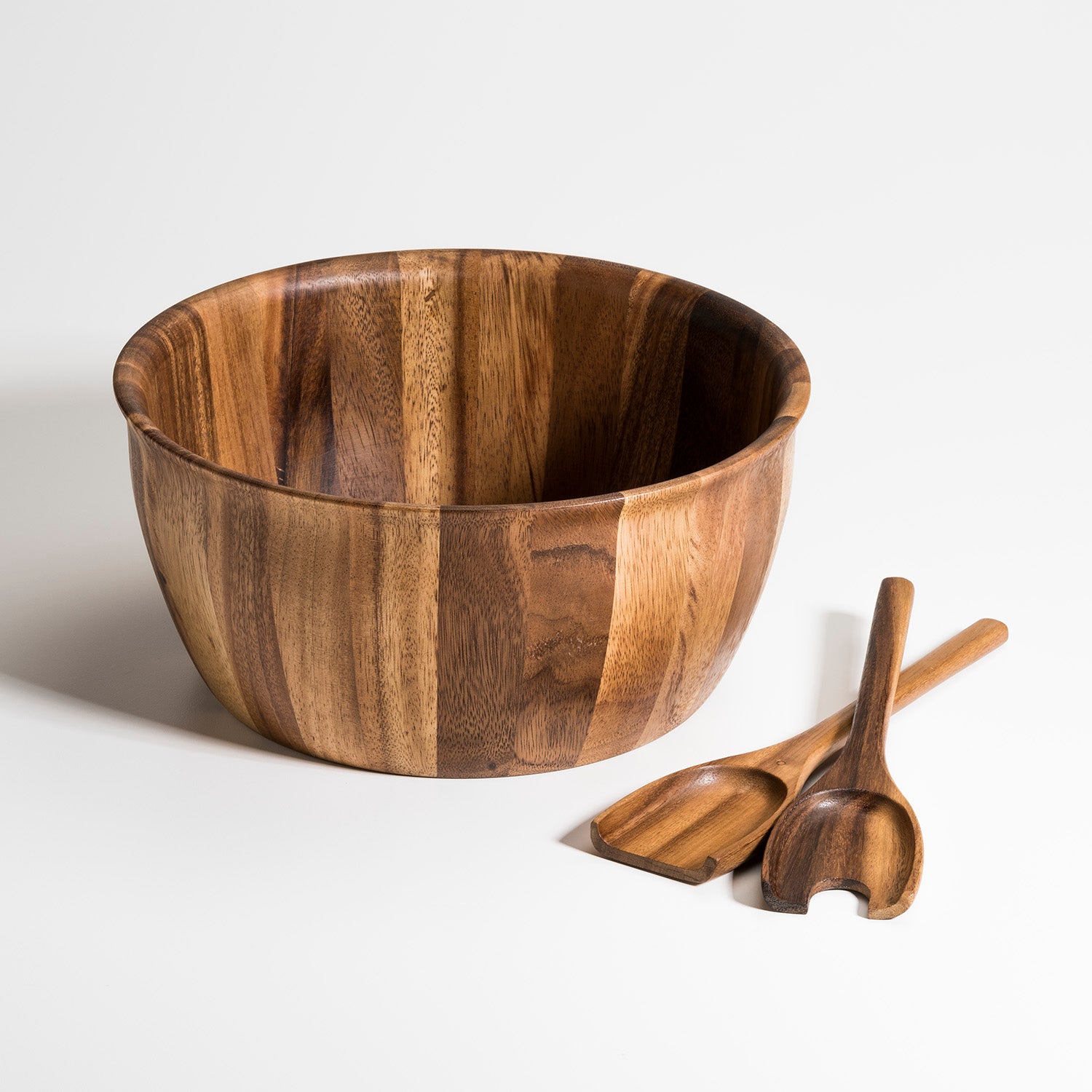 Acacia Wood Salas Bowl with Serving Utensils 
